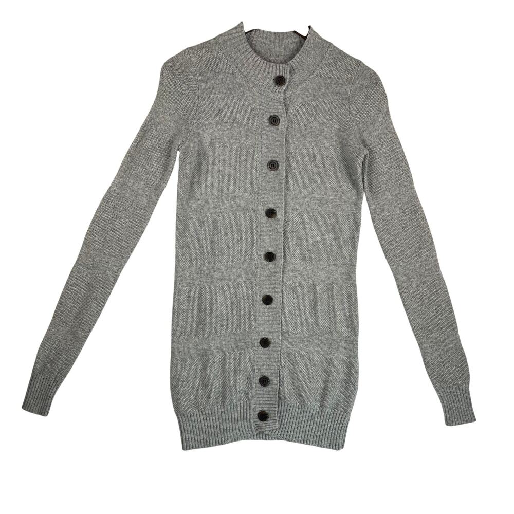 Vera Wang Womens Cardigan Sz SM Gray Merino Wool Angora Cashmere Blnd Long EUC